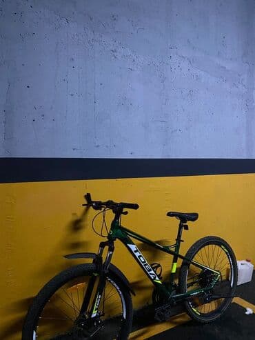 qiz ucun velosiped: Toba markalı, yaşıl rəngli dağ velosipedi. Qara oturacaq və sükan ilə — 6