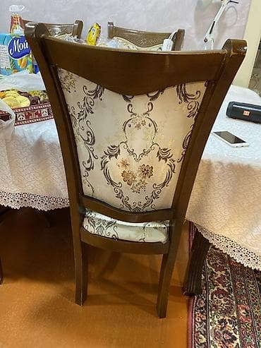 Masalar: Qonaq otağı üçün, İşlənmiş, Açılan, Dördbucaq masa, 8 stul — 3