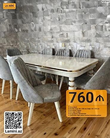 kohnə stul: Masa Dəsti – Kod: 6915 - Ölçülər: - Açıq: 90 × 200 sm - Bağlı: 90 — 1
