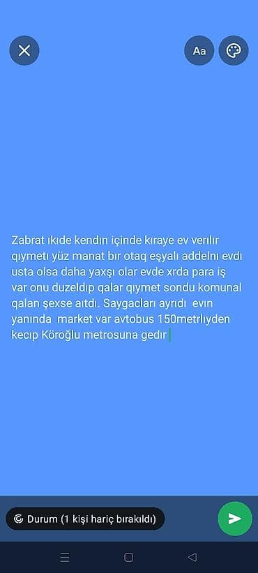 zabrat 2 kiraye ev: Zabrat 2 qəsəbəsində kirayə ev. - 1 otaqlı, əşyalı - Qiymət: 100 AZN — 1