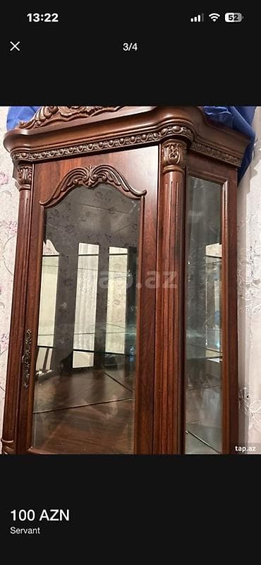 ucuz stular: Klassik üslubda vitrin-servant - Material: tünd qoz rəngli korpus — 3