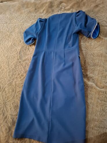 dama dama qadın şalvarları: NEMAXX brendinin zərif qadın paltarı. - Rəng: saf mavi - Parça — 6