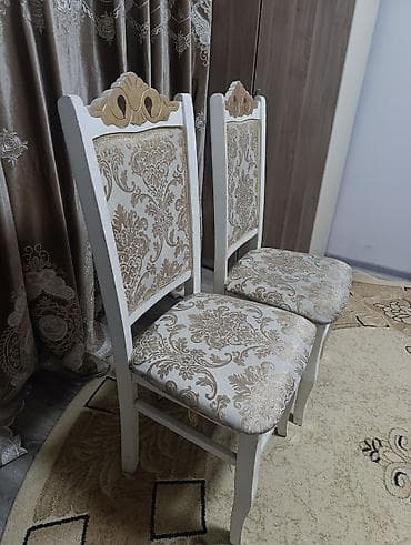 stul stollar: Qonaq otağı üçün, İşlənmiş, Qatlanmayan, rəng - Ağ Stul — 2