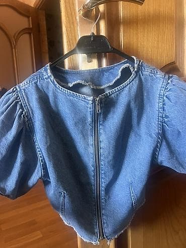 cins: Denim qısa gödəkçə/top - Material: klassik mavi denim (pambıq — 2