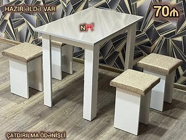 stul alıram: Mətbəx üçün, Yeni, Açılan, Kvadrat masa, 4 stul — 8