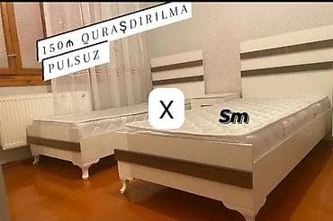 taxta komod: İki ədəd tək nəfərlik çarpayı dəsti - Rəng: ağ, dekorativ tünd — 1
