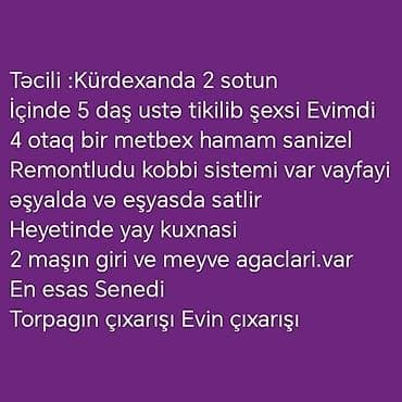 Satılır/icarəyə verilir: həyət evi - Plan: 3yataq 1zal + — 8
