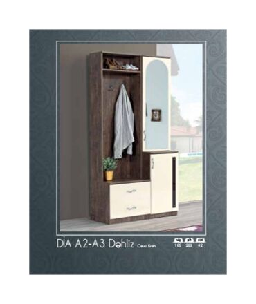 трюмо в прихожую: Dəhliz üçün qara və krem rəngli mebel dəsti. Dəstdə güzgülü qapısı — 1