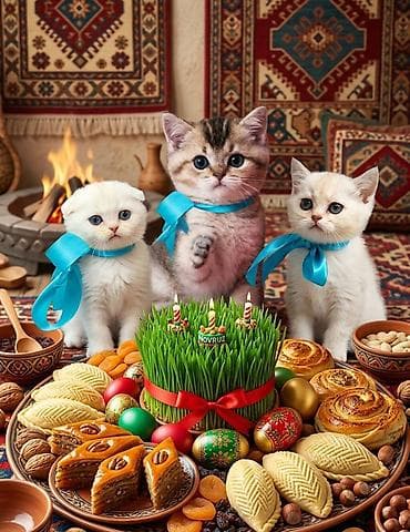 Heyvanlar üçün mallar: Novruz temalı peşəkar pişik balası fotosessiyası whats ap ile elaqe — 4