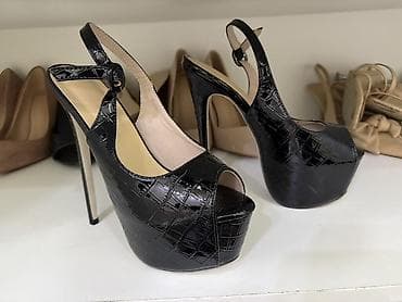 босоножки на платформе новые: Qadın platforma sandaleti – laklı krokodil teksturalı, qara rəng - — 2