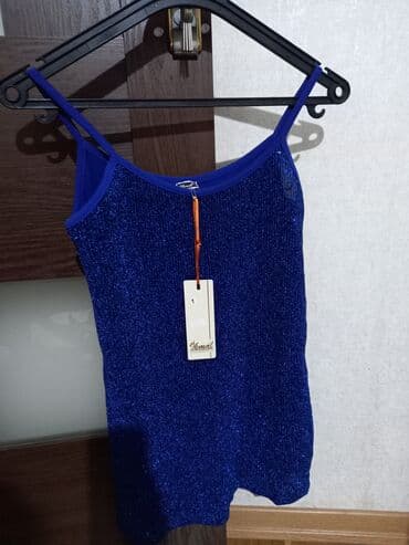 Пиджаки: Mavi rəngli, parıltılı fakturalı qadın topu (brend: Kemal). - Model — 1