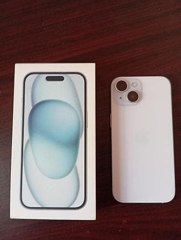 sade telefonlar satisi: IPhone 15, Ağ, Face ID — 1