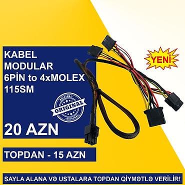 notebook satiram: Kabellər "6PİN MALE to 8PİN MALE/MOLEX/SATA Original” SAYLA ALANA VƏ — 5