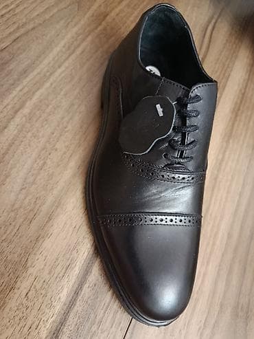 şəffaf ayaqqabilar: Klassik kişi ayaqqabısı – qara rəng, kordonlu, broq perforasiya — 4