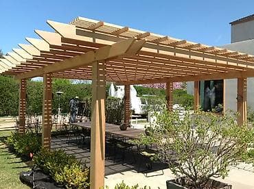 Açıq hava məkanları üçün iri ölçülü taxta pergola - Material: təbii