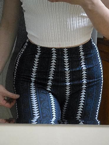 trapes salvar modelleri: Qadın şalvarı – elastik, yüksək belli, naxışlı -Razmer: S, amma strech — 3