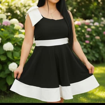 toy ucun tulumlar: Qara-ağ zərif qadın donu - Dizayn: Klassik qara fon üzərində ağ — 1