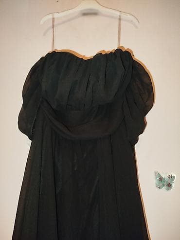 Qara rəngli ziyafət/libas - Stil: klassik, uzun, arxadan quyruqlu