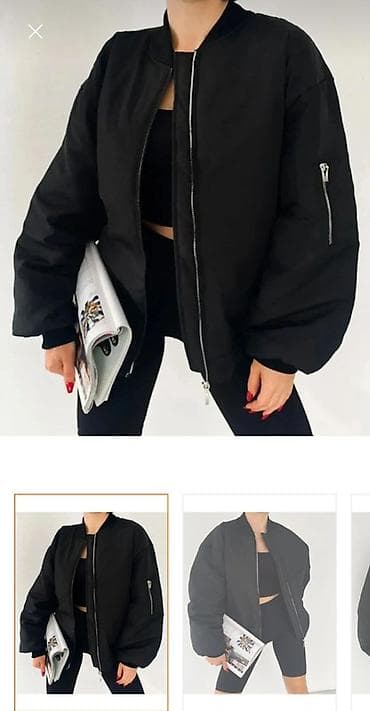 Qara oversize bomber gödəkçə - Stil: Minimalist, idman-şıq bomber
