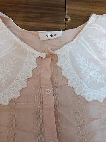 cins etek: Qadın bluzası – MiNa - Rəng: pastel şaftalı - Model: önü düyməli — 2