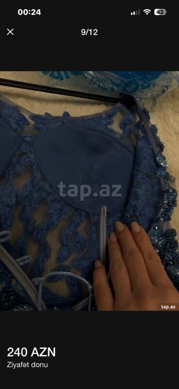 don ziyafət: Ziyafət donu – 240 AZN - Rəng: mavi - Model: uzun, A-kesim ətəkli — 7