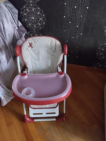 Uşaq yemək stulu - Rəng: qırmızı-ağ - Geniş, çıxarılan plastik masa — 3