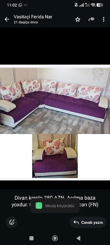 Divan kreslo 280 AZN. Açılma baza yoxdur. Ölçü 2*3. Ünvan Əmircan (FN)