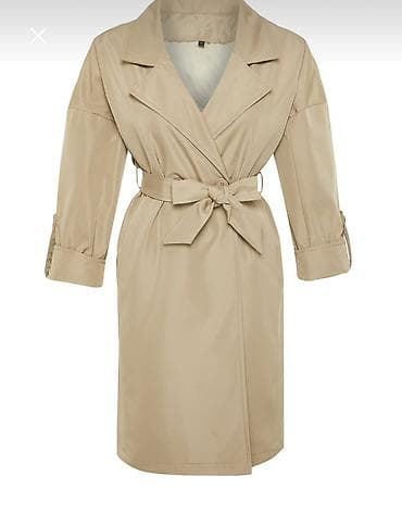 Qadın trençkot – bej rəng - Klassik dizaynlı, dizə qədər uzunluq - — 3