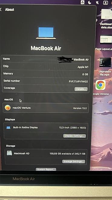 lexar ssd: Apple MacBook Air 13.3" (M1) - Çip: Apple M1 - Operativ yaddaş: 8 GB — 3