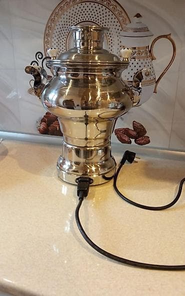 dekor: Elektrik samovar - Material: paslanmayan polad (parlaq xrom rəngli — 5