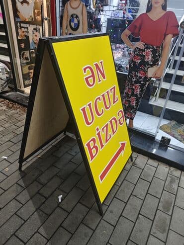 Автосервисное оборудование: Küçə üçün A-stand tipli reklam lövhəsi 120/75 di ölçüsü - İkiüzlü — 2