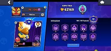 Brawl Stars hesabı – yüksək səviyyəli kolleksiya - Kupa yolu: 62 169