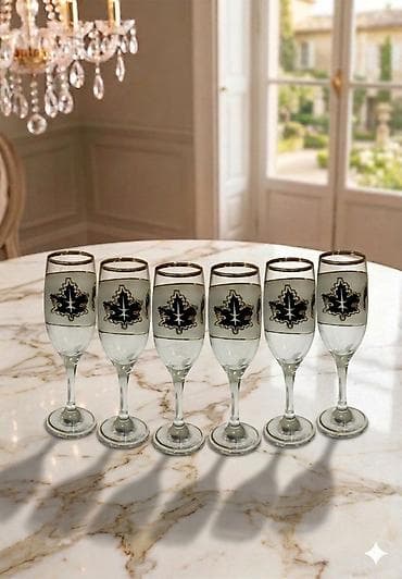 bizon qablari: Qədəhlər, rəng - Qara, Şüşə, 6 ədədli dəst — 1