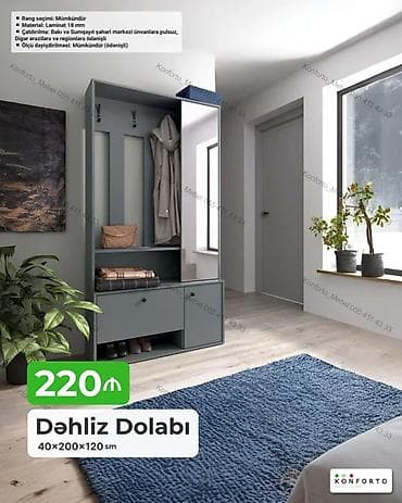 dolab ucuz: Dəhliz dolabı – 40×200×120 sm - Material: 18 mm laminat - Rəng — 1