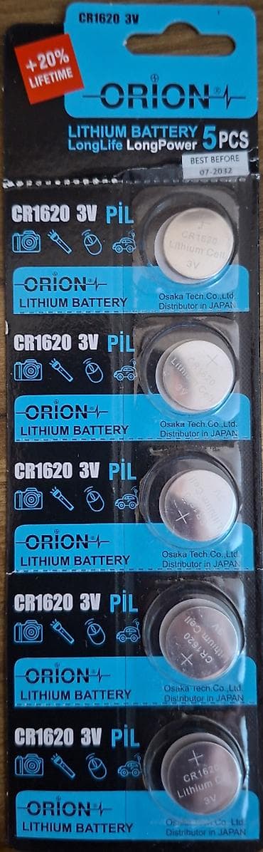 komputer rolu: 🔋 ORION CR1620 3V — 5 ədəd (yeni) ORION CR1620 3V litium batareyaları — 1