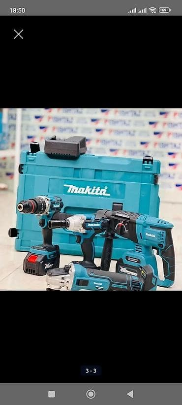 perforator satilir: Makita akkumulyatorlu peşəkar alətlər dəsti Dəstə daxildir: - Zərbəli — 1
