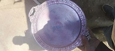 Metall dekorativ sini/tray - Material: döküm metal (gümüşü rəng) -