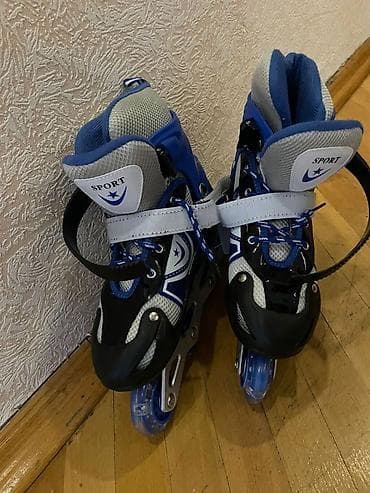 Uşaq üçün tənzimlənən inline konki (roller). - Rəng: mavi/qara/ağ — 2
