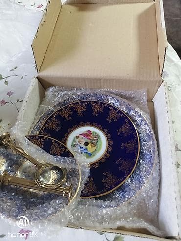 Tort və şiriniyyat qabı, rəng - Göy, Farfor, Çexiya