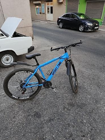 velosiped ural: Sport Time dağ velosipedi - Çərçivə: yüngül alaşımlı, mavi rəng, düz — 2