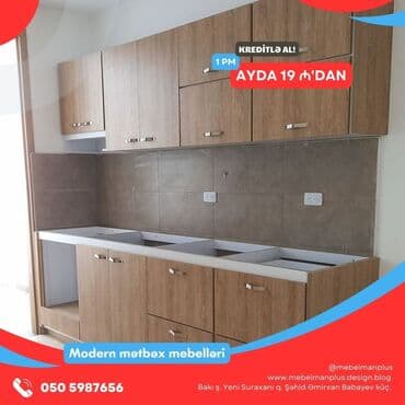 əncir cemi: Sifarişlə mətbəx dəsti, Sadə laminat, Kredit var, Pulsuz çatdırılma — 9