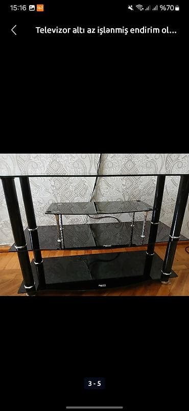 TV altlığı: İşlənmiş, Düz TV altlığı, Polkalı, Şüşəli — 1