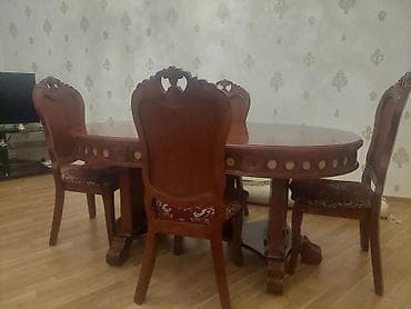 sdullar: Qonaq otağı üçün, İşlənmiş, Açılmayan, Oval masa, 6 stul — 1