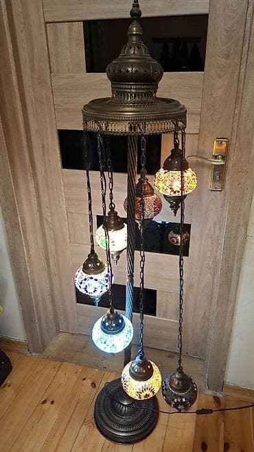 neon işiqlar: Türk üslubunda mozaika şüşəli döşəmə lampası. - Dizayn: Antik bürünc — 3