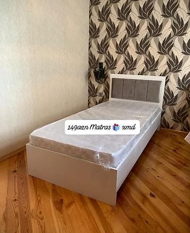 Tək nəfərlik ağ çarpayı və matras dəsti. - Rəng: ağ (çarpayı