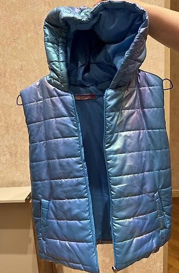 Uşaq geyimi və ayaqqabıları: Uşaq üçün kapüşonlu qolsuz şişmə jilet - Rəng: mavi iridescent — 2