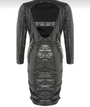 esger paltari: Böyuk beden arxasi dekolteli ziyafet paltari 48 razmerdi etketi — 6