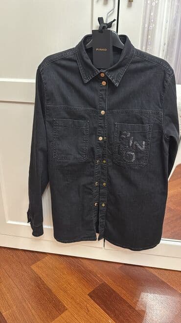 qadın koynekleri: Xetai metro Pinko markalı qara denim köynək. - Ölçü: S-M - Model — 2