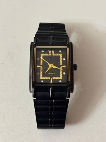 kişi ucun klassik qara kostyum: Qol saatı, Quartz, rəng - Qara — 1