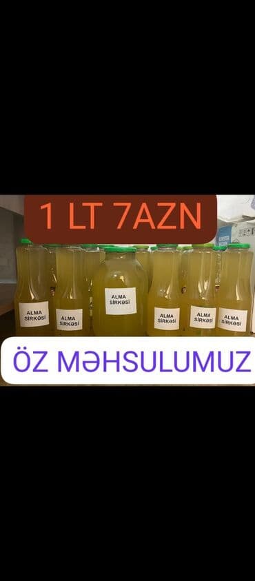 sirkə: Şüşə qablarda təqdim olunan bu alma sirkəsi, təbii yollarla — 1